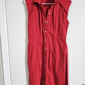 Elegant Red Button-Down Dress